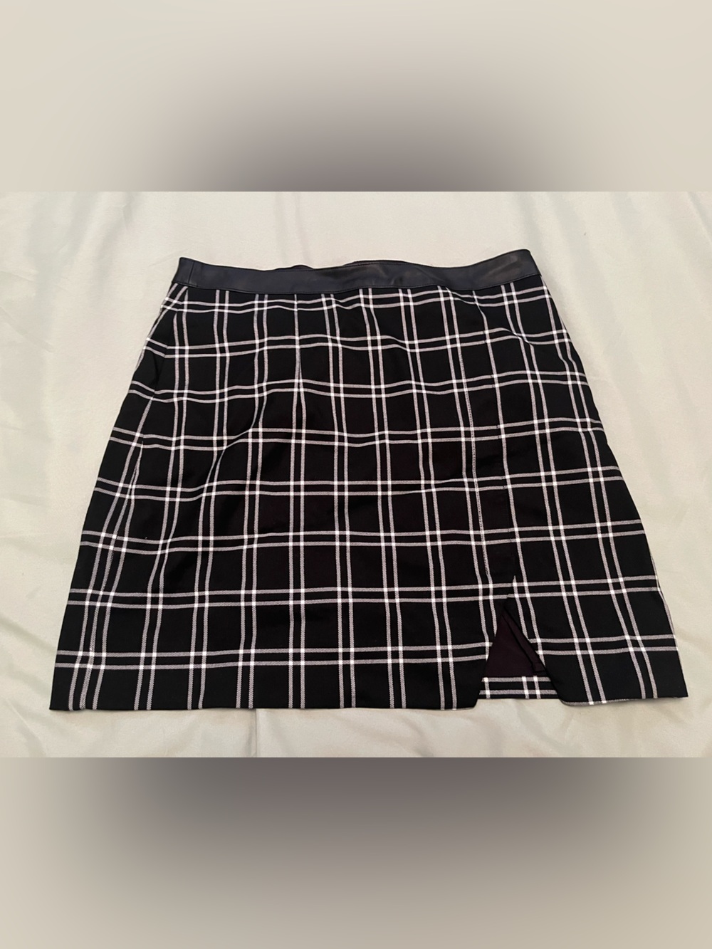 Dynamite Black A-Line Skirt with White Windowpane Plaid